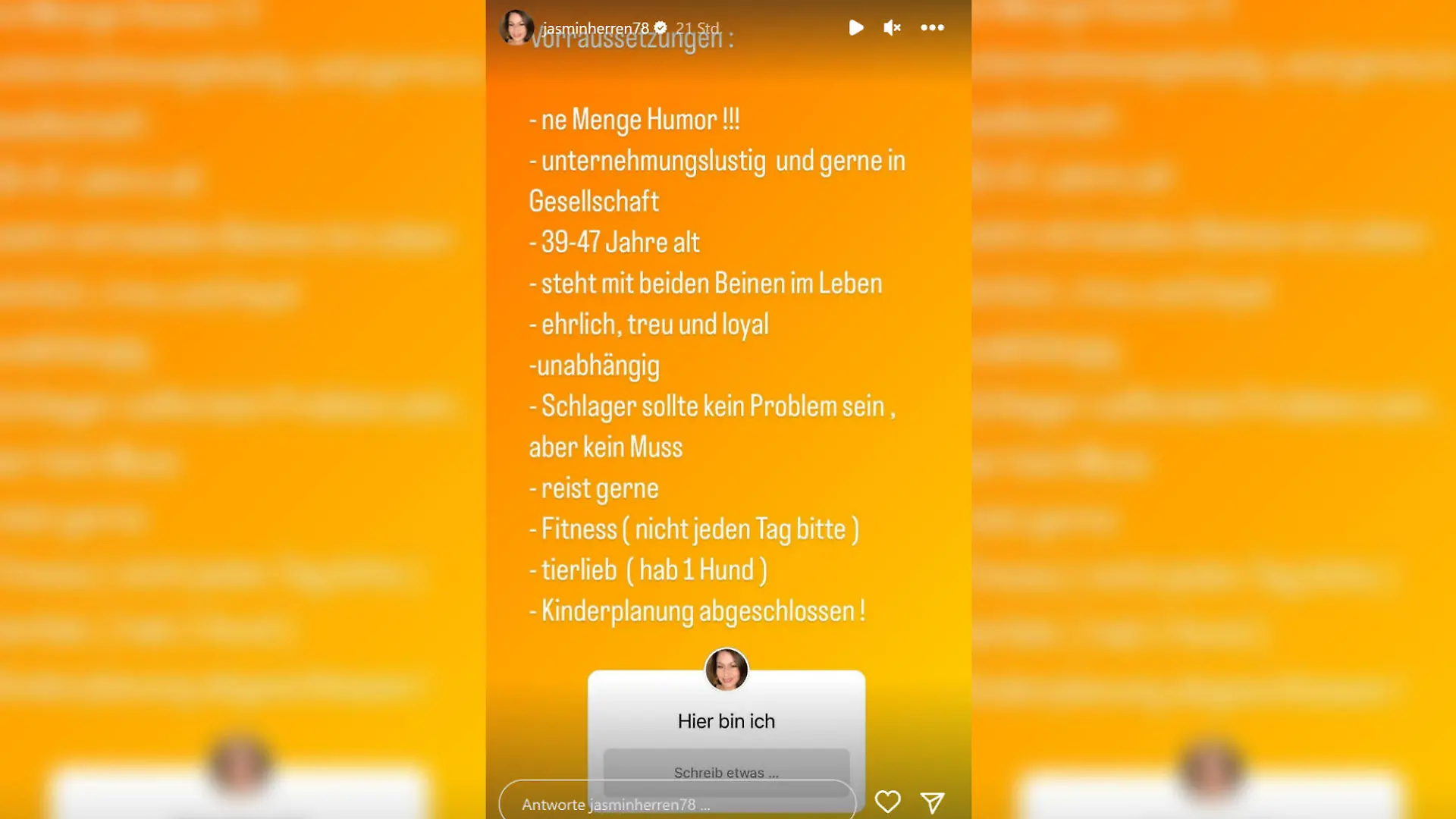Jasmin Herren ist auf der Suche nach einem neuen Partner