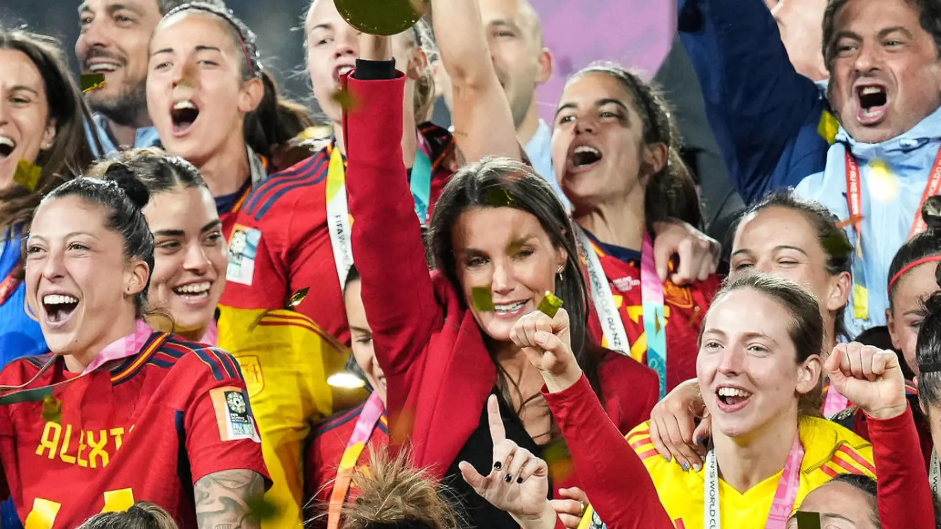 Spain v England: Final - FIFA Women s World Cup Australia & New Zealand 2023 Queen Letizia of Spain celebrates with the players after the FIFA Women s World Cup Australia & New Zealand 2023 Final match between Spain and England at Australia Stadium on August 20, 2023 in Sydney, Australia. Sydney Australia PUBLICATIONxNOTxINxFRA Copyright: xNorvikxAlaverdianx originalFilename:alaverdian-fifawome230820_npbCf.jpg