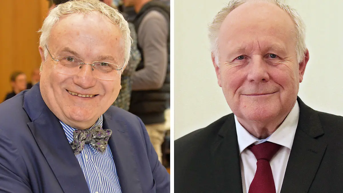 ARCHIV - 13.02.2019, Berlin: Die Vorsitzenden der Schlichtungskommission im Tarifstreit des Öffentlichen Dienstes sind der ehemalige sächsische Ministerpräsident Georg Milbradt (r) für die Arbeitgeberseite und der ehemalige Bremer Staatsrat Hans-Henning Lühr für die Gewerkschaften (Kombo). Foto: Carmen Jaspersen/dpa/Ukrinform/dpa +++ dpa-Bildfunk +++