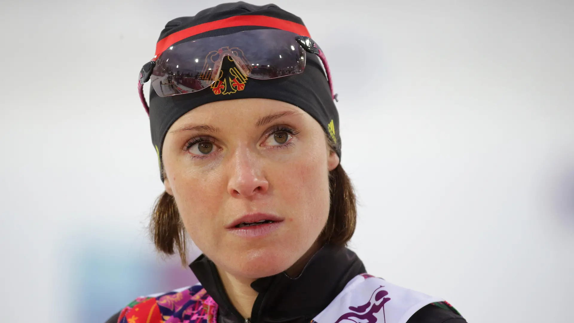 FILE - Evi Sachenbacher-Stehle of Germany before the Women's 12.5 km Mass Start competition in Laura Cross-country Ski & Biathlon Center at the Sochi 2014 Olympic Games, Krasnaya Polyana, Russia, 17 February 2014. Photo: Kay Nietfeld/dpa (zu dpa «Triumphe, Tränen und Tragödien: Die Tops & Flops 2014 » vom 01.12.2014) +++(c) dpa - Bildfunk+++