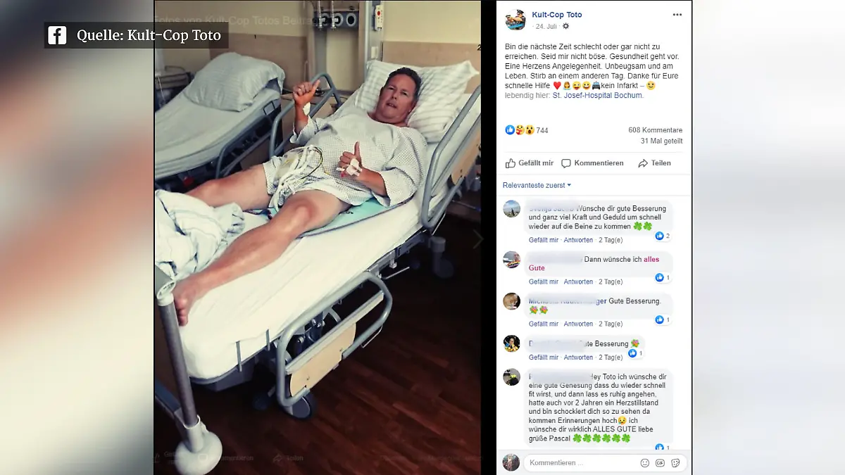 Torsten Heim, genannt Toto, liegt im Krankenhaus