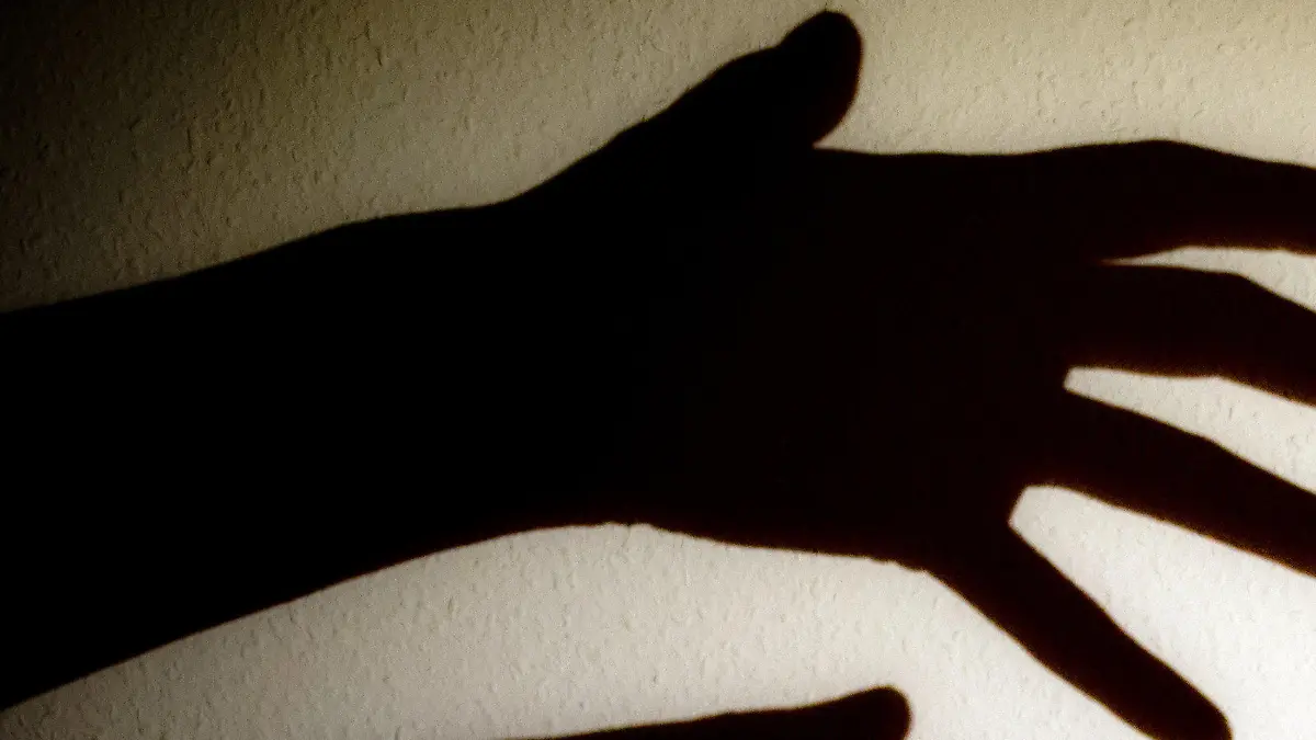 ARCHIV - ILLUSTRATION - Schatten von Händen einer erwachsenen Person und dem Kopf eines Kindes an einer Wand eines Zimmers am 12.01.2014 in Frankfurt (Oder) (Brandenburg). (zu dpa «Studie zu Erfahrungen von Kindern mit sexueller Gewalt» vom 08.06.2017) Foto: Patrick Pleul/dpa-Zentralbild/dpa +++(c) dpa - Bildfunk+++