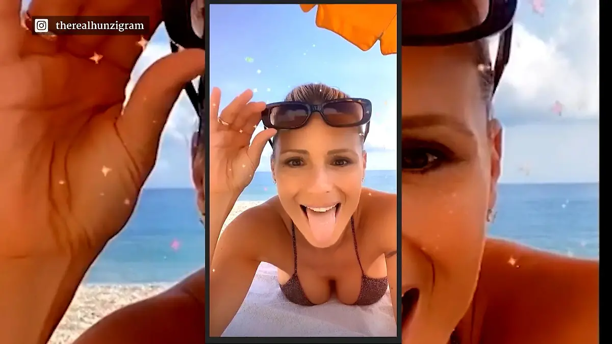 Michelle Hunziker: Busenblitzer im Meer Badespaß im zu knappen Bikini