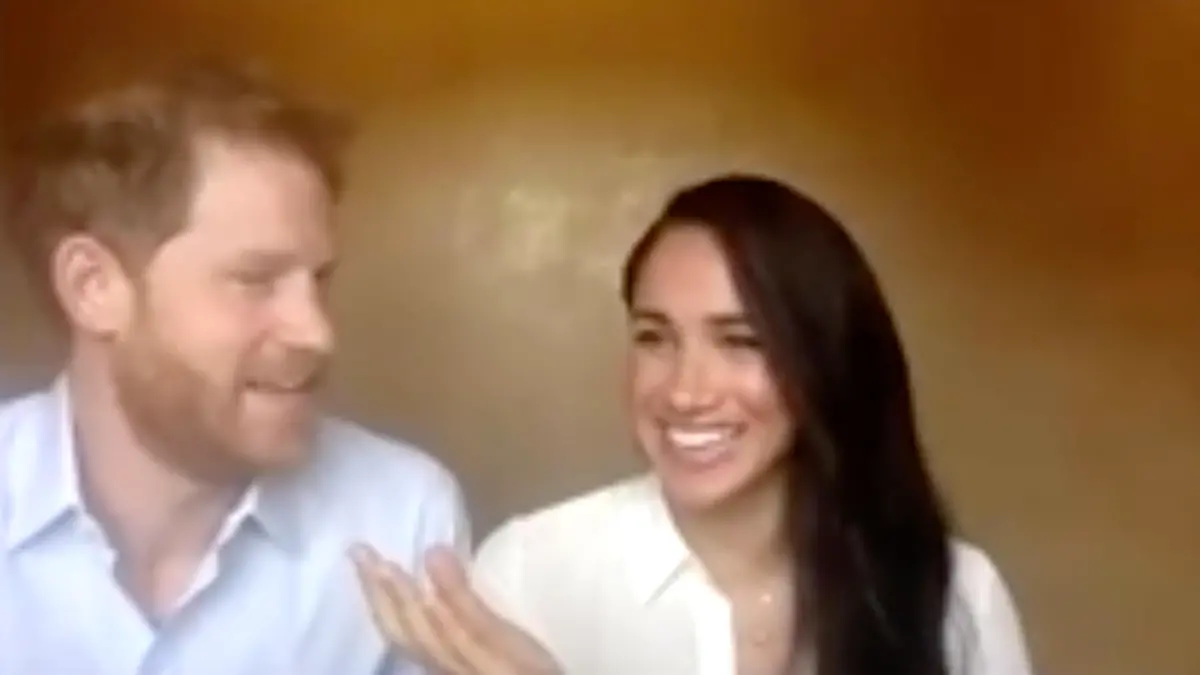 Prinz Harry und Meghan in der Video-Konferenz des Queen's Commonwealth Trust.