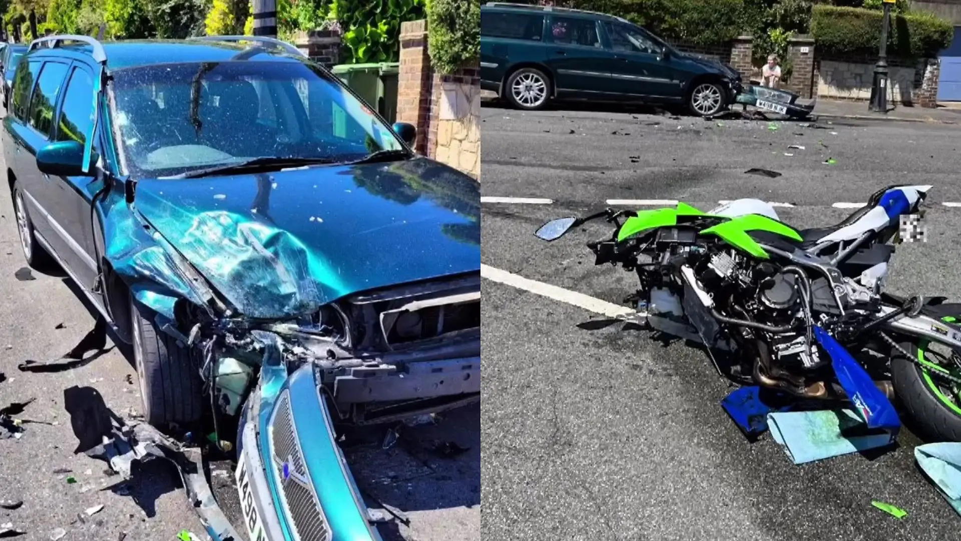 Das Model krachte mit seinem Motorrad auf ein Auto.