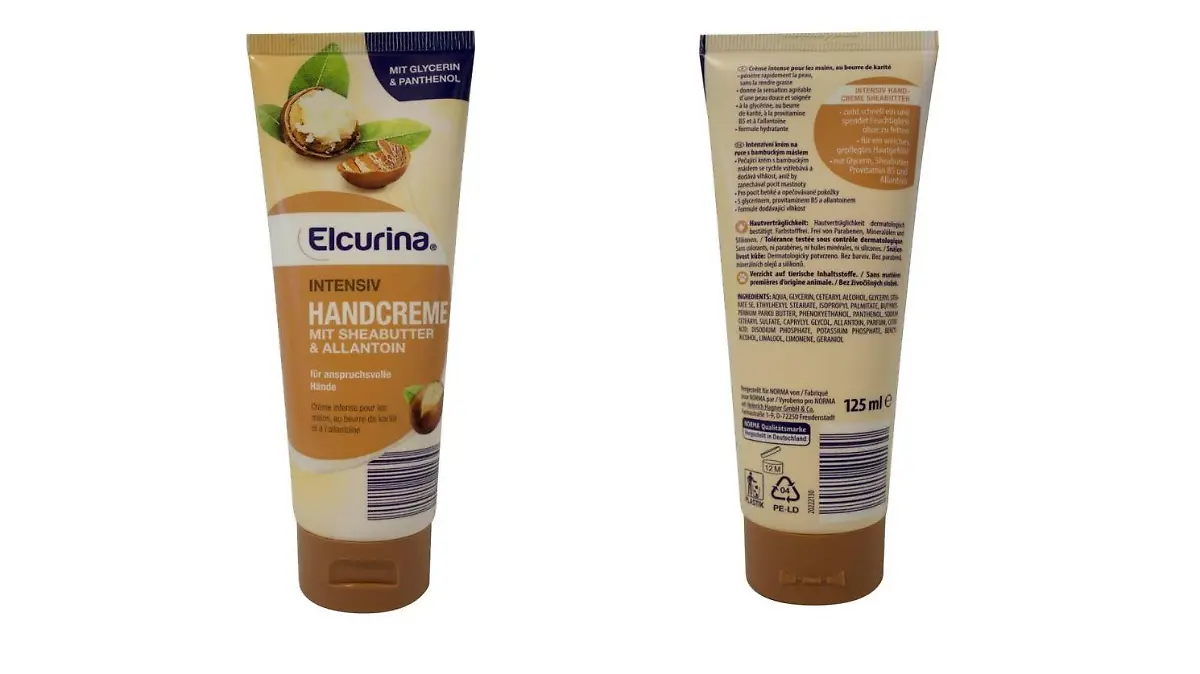 Bei Norma zurückgerufene Elcurina Intensiv Handcreme mit Sheabutter & Allantoin