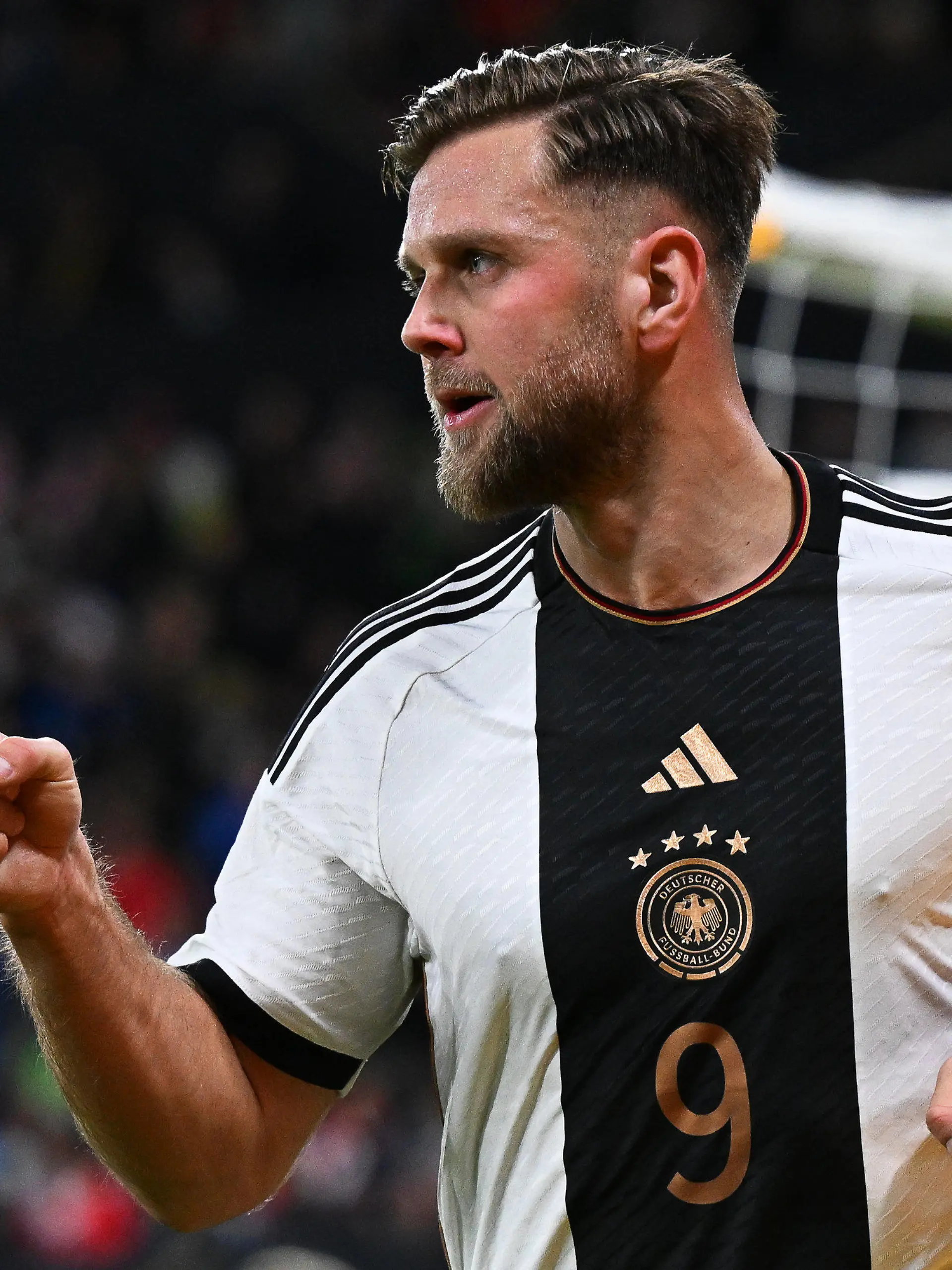 25.03.2023, Rheinland-Pfalz, Mainz: Fußball: Länderspiele, Deutschland - Peru, Mewa Arena. Deutschlands Niclas Füllkrug jubelt nach seinem Treffer zum 2:0. Foto: Arne Dedert/dpa +++ dpa-Bildfunk +++