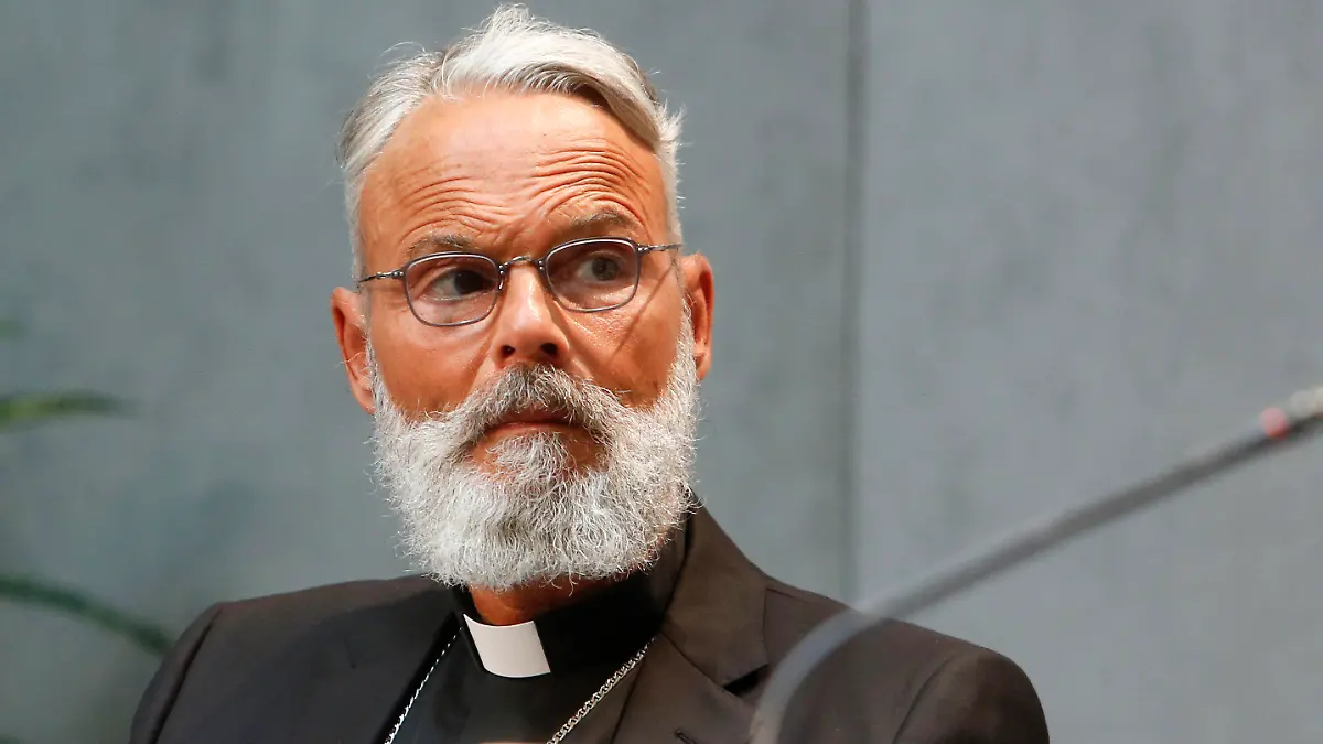 Monsignor Franz-Peter Tebartz-van Elst attends a press conference for the presentation of the Directory for Catechesis at the Vatican, Thursday, June 25, 2020. (AP Photo/Riccardo De Luca)