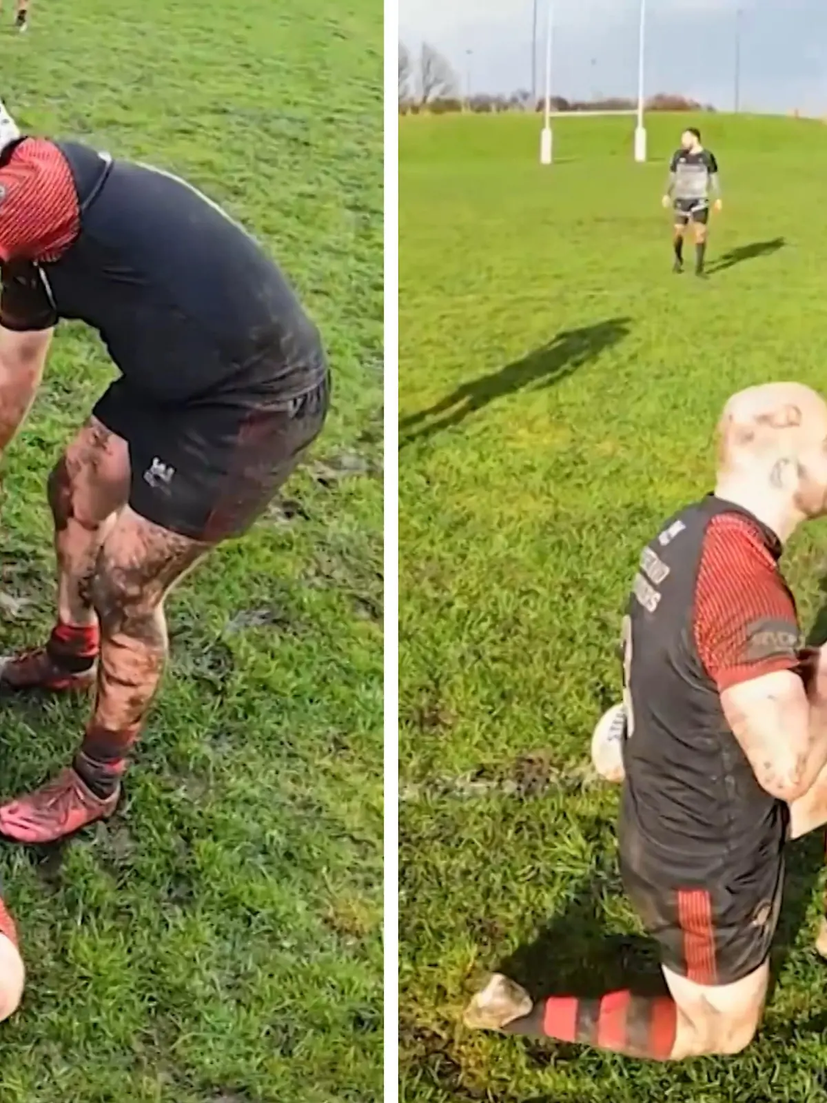 Für Amanda war dieses Rugby-Spiel ihres Freundes Chris eine echte Achterbahn der Gefühle. Erst wälzt er sich vor Schmerzen auf dem Boden, dann geht er vor ihr auf die Knie...