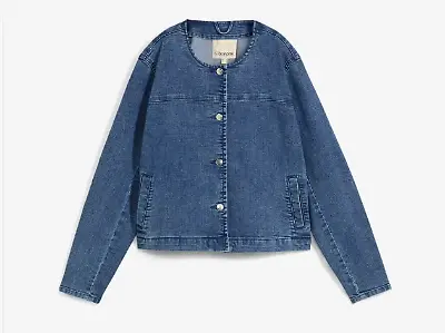 Jeansjacke mit rundem Ausschnitt