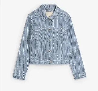 Gestreifte kastige Jeansjacke