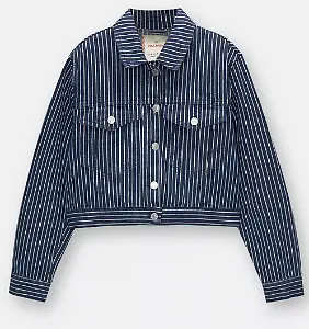 Gestreifte Oversize-Jeansjacke