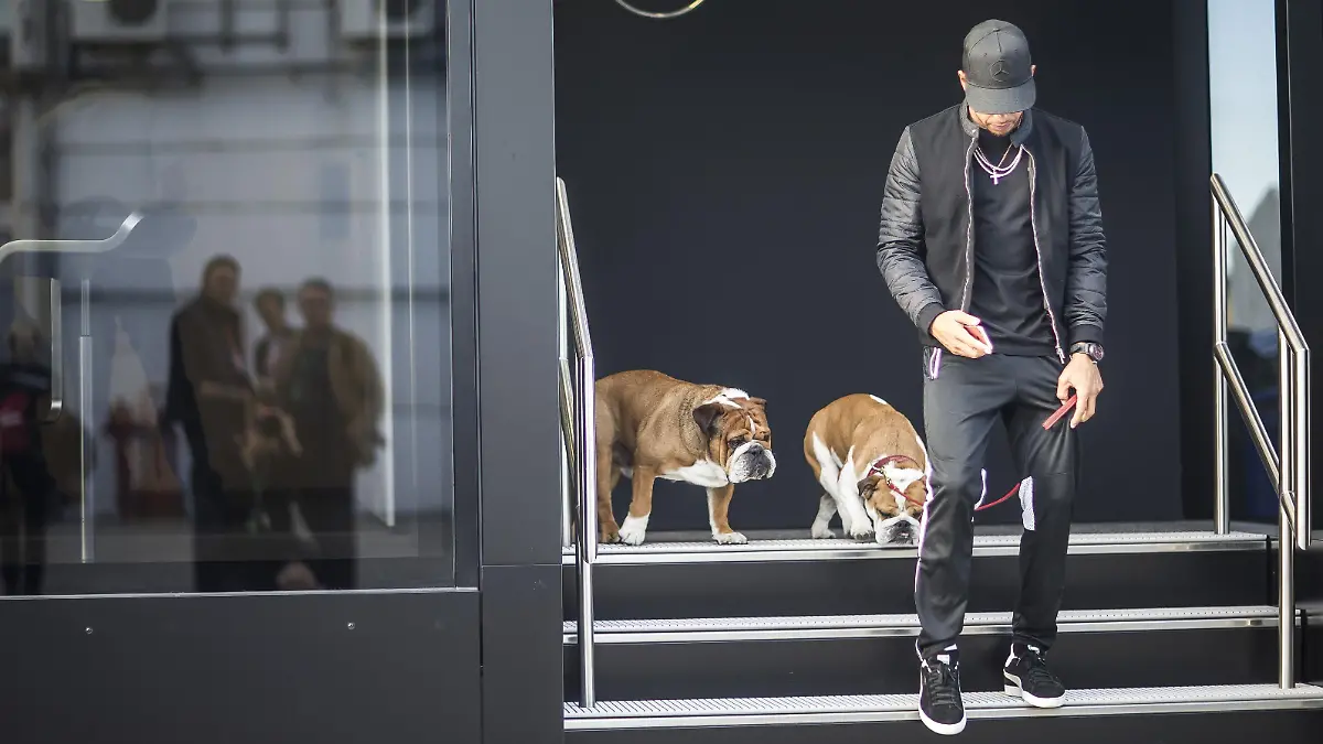 Lewis Hamilton und Hund Coco