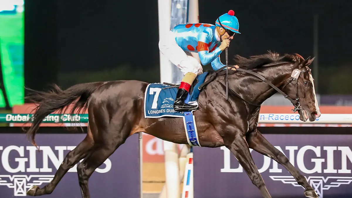 March 25, 2023, Dubai, UAE, USA: Equinox 7 ridden by Christrophe Lemaire wins the Sheema Classic Group 1 at Meydan Racecourse in Meydan, Dubai United Arab Emirates on March 25, 2023. Shamela Hanley/Eclipse Sportswire/CSM Dubai USA - ZUMAcs17 20230325_zaf_cs17_003 Copyright: xx