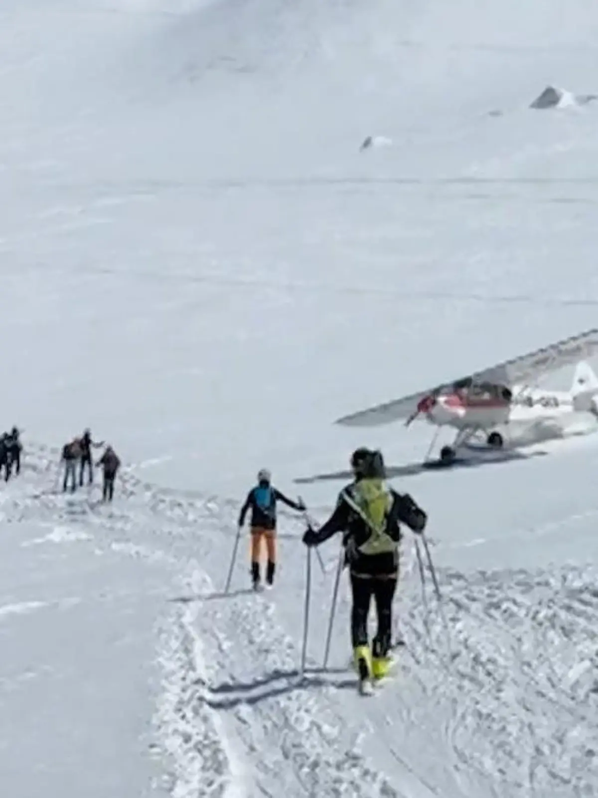 Bild zu: "Pilot rast durch Ski-Gruppe – und hebt einfach ab!"