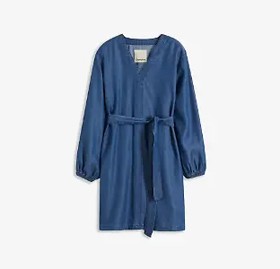 Denim-Kleid aus Lyocell mit Bindeband
