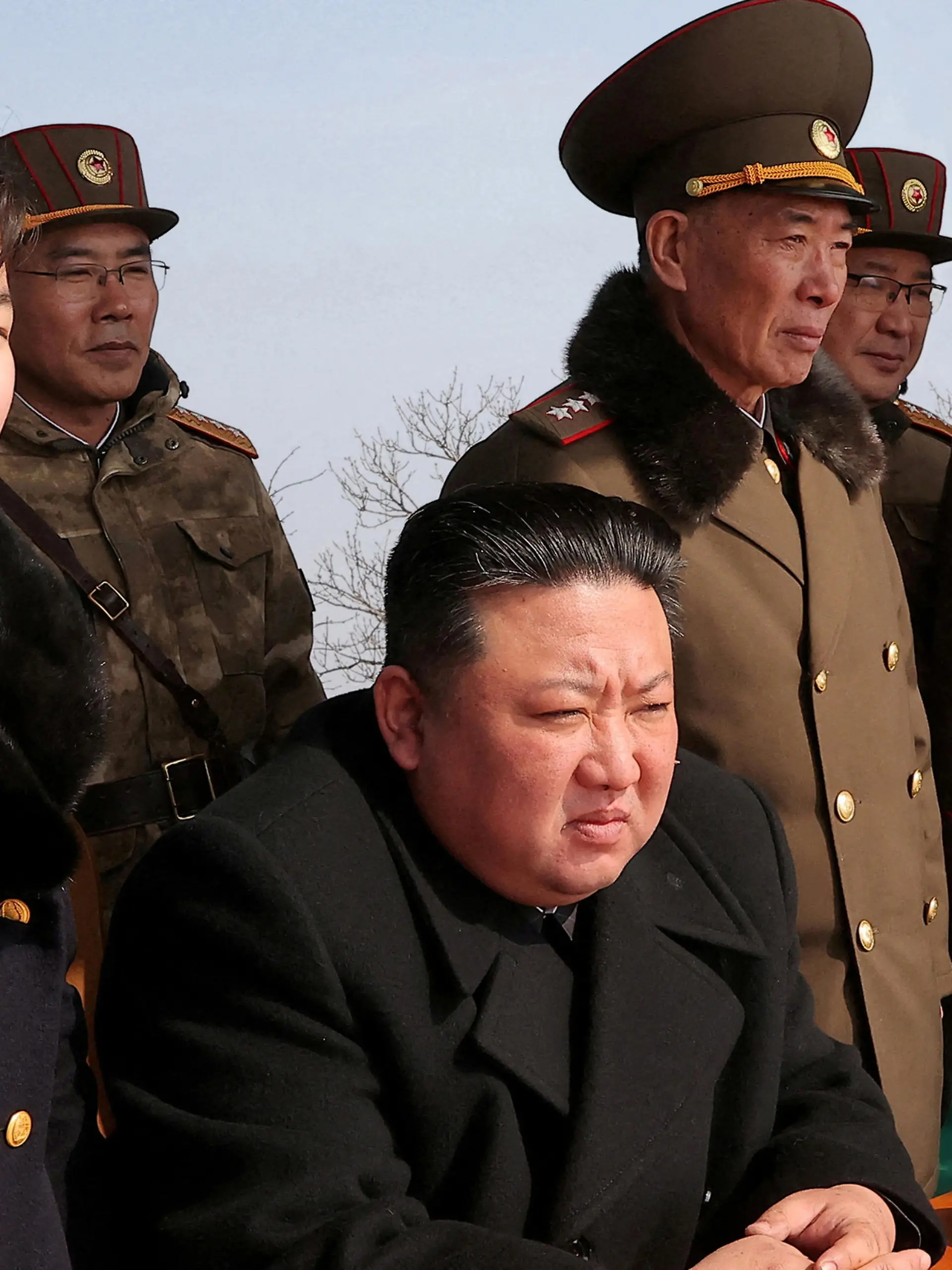 FILE PHOTO: North Korean leader Kim Jong Un and his daughter Kim Ju Ae watch a missile drill at an undisclosed location in this image released by North Korea's Central News Agency (KCNA) on March 20, 2023. KCNA via REUTERS    ATTENTION EDITORS - THIS IMAGE WAS PROVIDED BY A THIRD PARTY. REUTERS IS UNABLE TO INDEPENDENTLY VERIFY THIS IMAGE. NO THIRD PARTY SALES. SOUTH KOREA OUT. NO COMMERCIAL OR EDITORIAL SALES IN SOUTH KOREA. IMAGE PIXELLATED AT SOURCE/File Photo