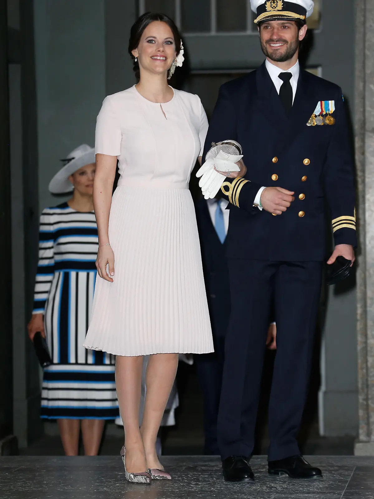 STOCKHOLM, SWEDEN - APRIL 30:  Princess Sofia, Duchess of Vaermland and Prince Carl Philip of Sweden arrive at the Royal Palace to attend Te Deum Thanksgiving Service to celebrate the 70th birthday of King Carl Gustaf of Sweden on April 30, 2016 in Stockholm, Sweden.  (Photo by Luca Teuchmann/Getty Images)