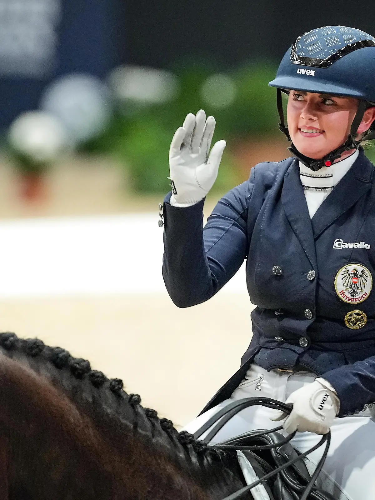 Diana Porsche auf Douglas während der Longines Equita Lyon 2024 am 1. November 2024 in Lyon, Frankreich.