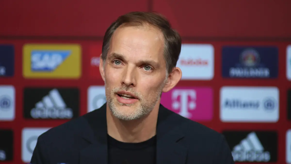 München, Deutschland 25. März 2023: Fussball, Herren, Saison 2022/2023, FC Bayern München, Pressekonferenz, Thomas Tuchel, Allianz Arena Pressekonferenz ,Thomas Tuchel, Trainer, FC Bayern München *** Munich, Germany 25 March 2023 football, men, season 2022 2023, FC Bayern Munich, press conference, Thomas Tuchel, Allianz Arena press conference ,Thomas Tuchel, coach, FC Bayern Munich