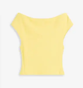 Softgelbes Off-Shoulder-Shirt aus Bio-Baumwolle