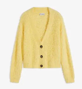 Oversize-Strickjacke in Hellgelb
