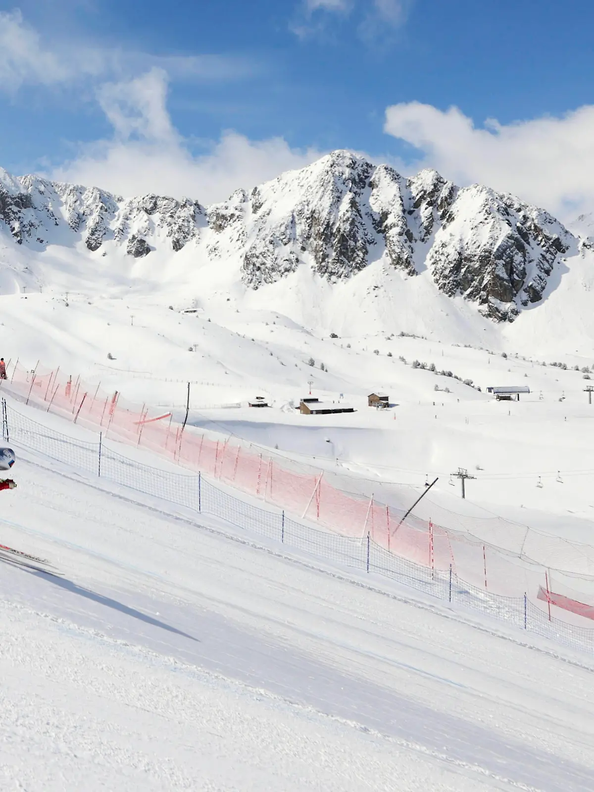 Andorra: Speed Ski World Cup Finals A speed skier competing on the FIS Speed Ski World Cup Finals, the fastest nonmotorized that consists in going downhill in a straight line at as high speed as possible, reaching and surpassing the 200kmh often. Andorra la Vella Andorra Andorra Copyright: BrisaxPalomar 