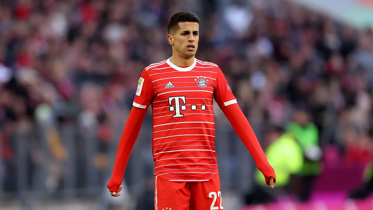 MUNICH, GERMANY - MARCH 11: Joao Cancelo of FC Bayern München looks on during the Bundesliga match between FC Bayern München and FC Augsburg at Allianz Arena on March 11, 2023 in Munich, Germany. (Photo by Alexander Hassenstein/Getty Images)
