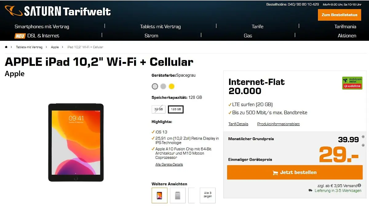 iPad 10.2 mit 4G plus Tarif