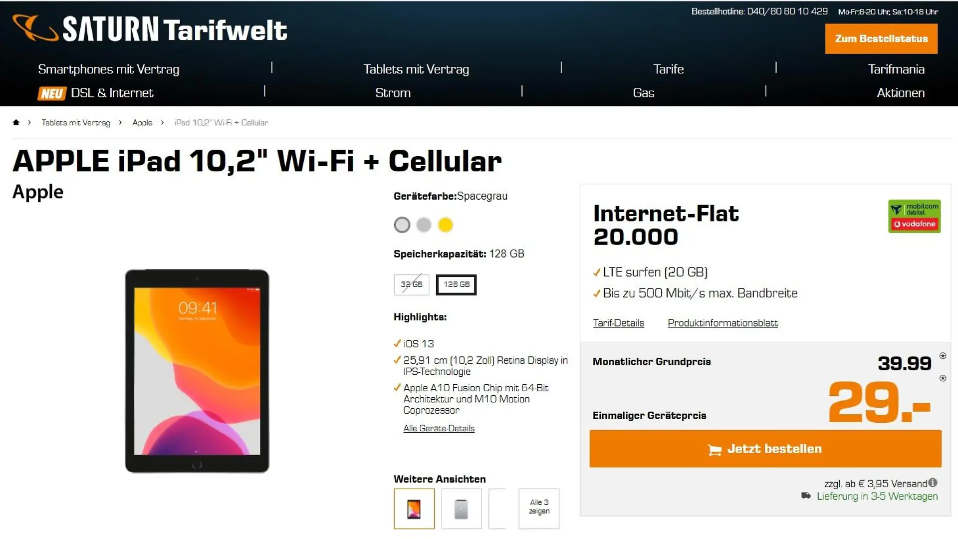 iPad 10.2 mit 4G plus Tarif