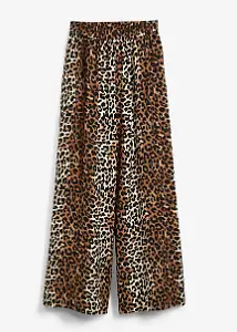 Palazzo-Hose aus fließendem Viskose-Mix mit Leo-Print