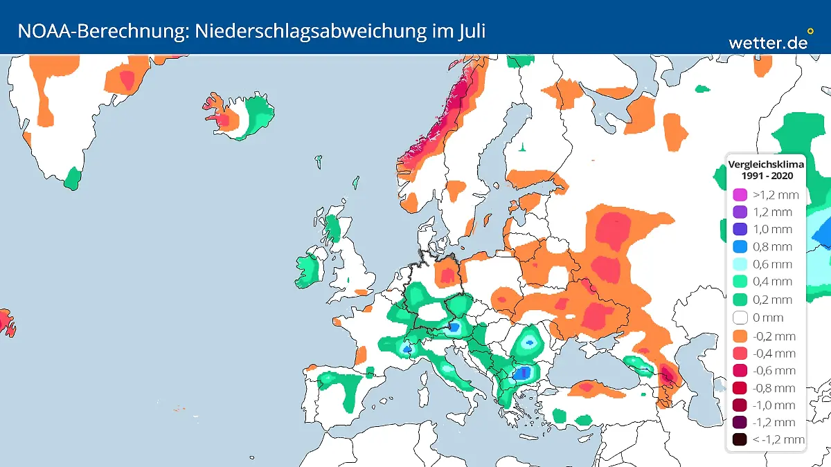 Regenprognose für den Juli 2025