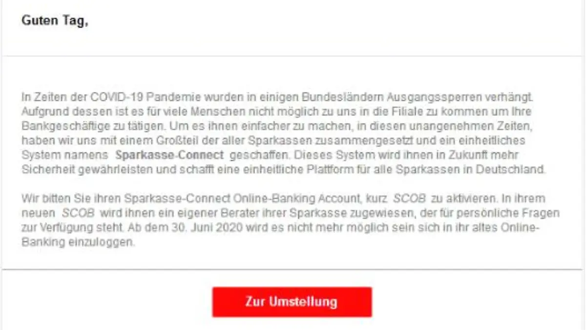 Phishing Mail Sparkasse-Connect