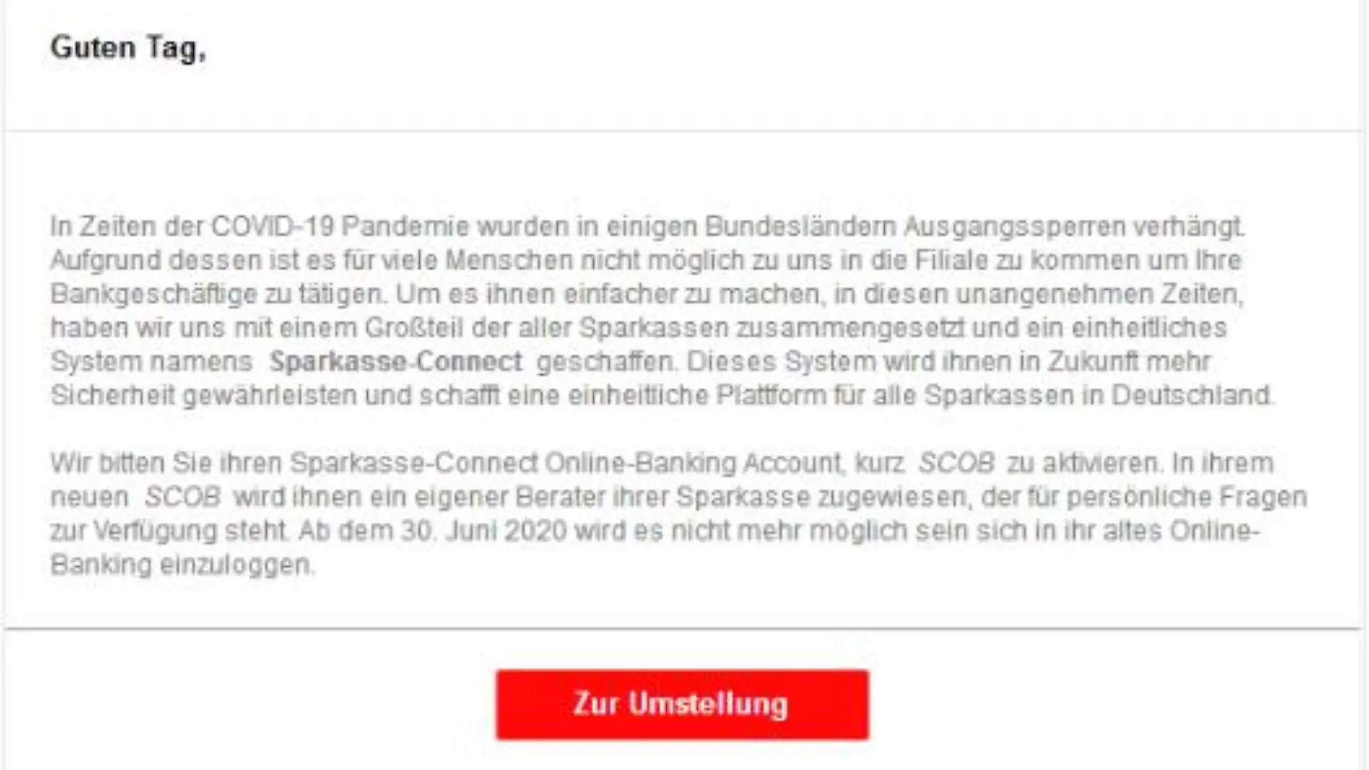 Phishing Mail Sparkasse-Connect