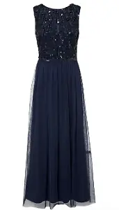 Maxikleid mit Paillettenstickerei