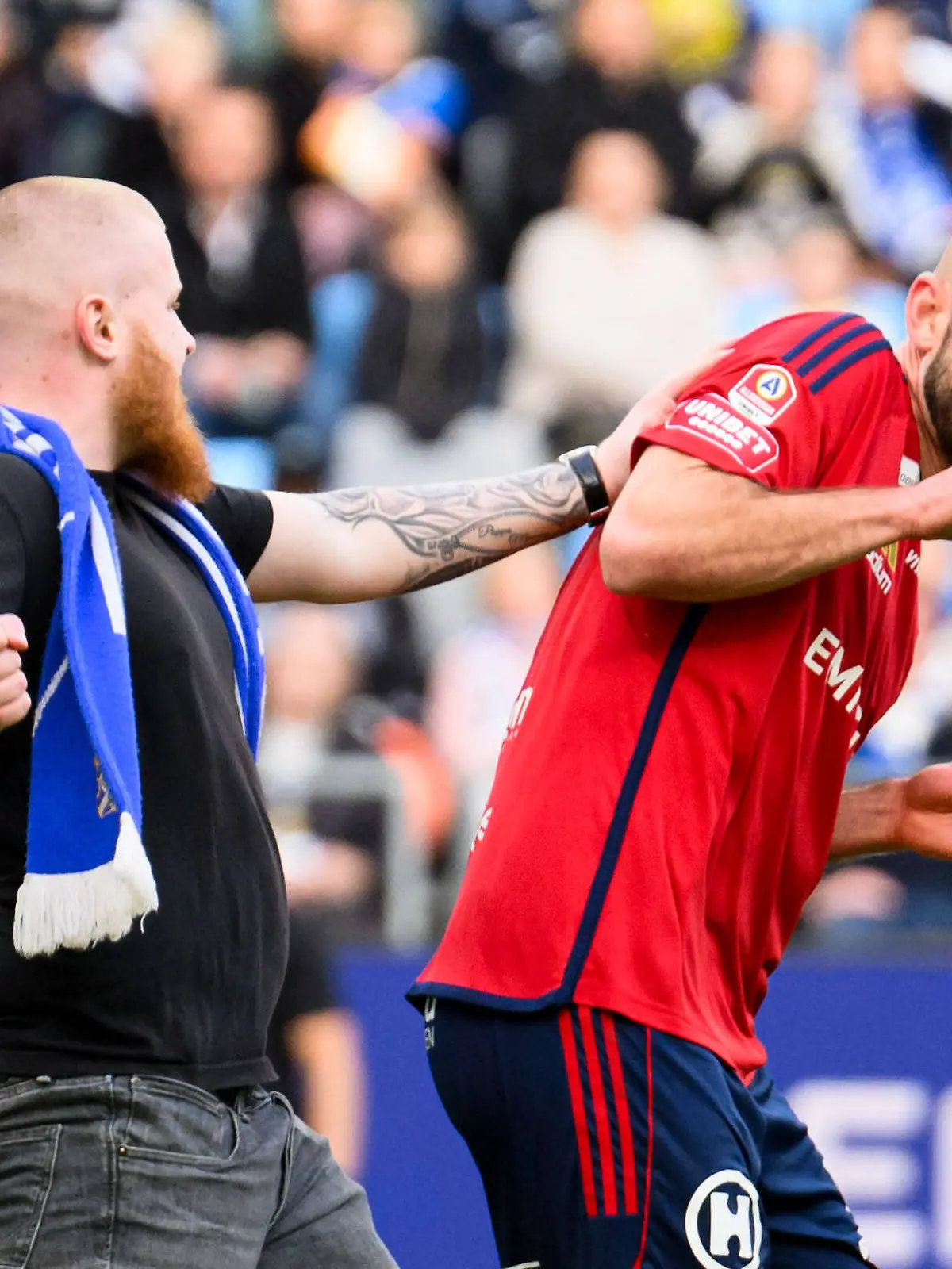 Bild zu: "Fan schlägt während Erstligapartie auf Fußball-Profi ein"