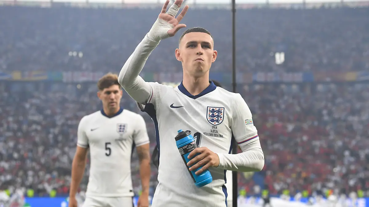 Phil Foden im Finale der Fußball-Europameisterschaft 2024 zwischen England und Spanien in Deutschland am 14. Juli 2024.