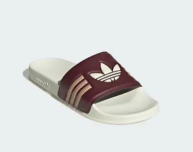 Adilette in Cremeweiß und Bordeaux