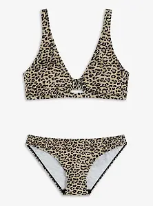 Bustier-Bikini mit Leo-Print