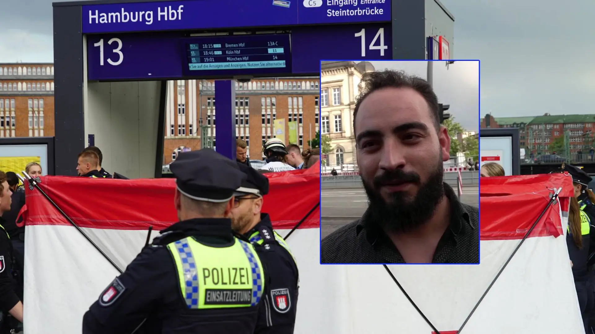 Lais Alshika ist Zeuge des Geschehens nach der Messerattacke am Hamburger Hauptbahnhof. 