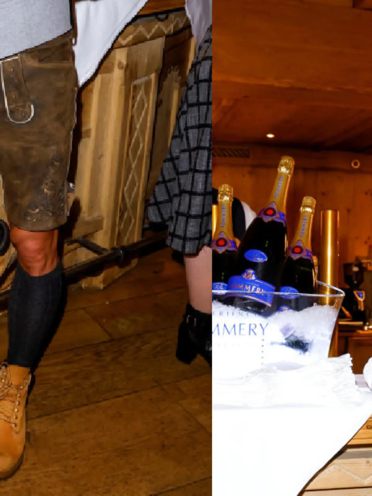 Rúrik Gíslason hält ein Glas Champagner in der Hand. Der ehemalige Fußballer ist Gast bei den Spa Awards 2023 im Hotel Stanglwirt in Kitzbühel und trägt standesgemäß Lederhosen.