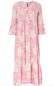 Geblümtes Maxikleid in Rosa