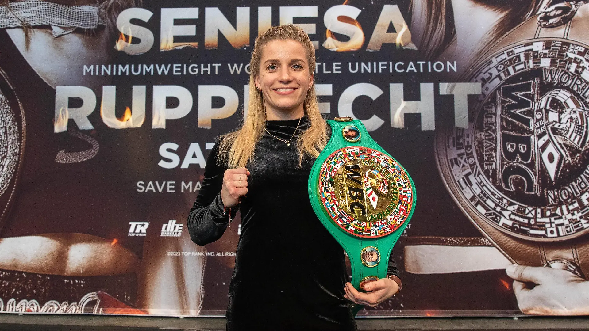 Tina Rupprecht Deutschland, Pressekonferenz Tina Rupprecht, Boxen, WM-Titel-Vereinigungskampf, Seniesa Estrada, WBC, WBA, Ring Magazine, 07.03.2023 Augsburg Bayern Deutschland *** Tina Rupprecht Germany , press conference Tina Rupprecht, boxing, world title unification fight, Seniesa Estrada, WBC, WBA, Ring Magazine, 07 03 2023 Augsburg Bayern Germany Copyright: xkolbert-press/ChristianxKolbertx