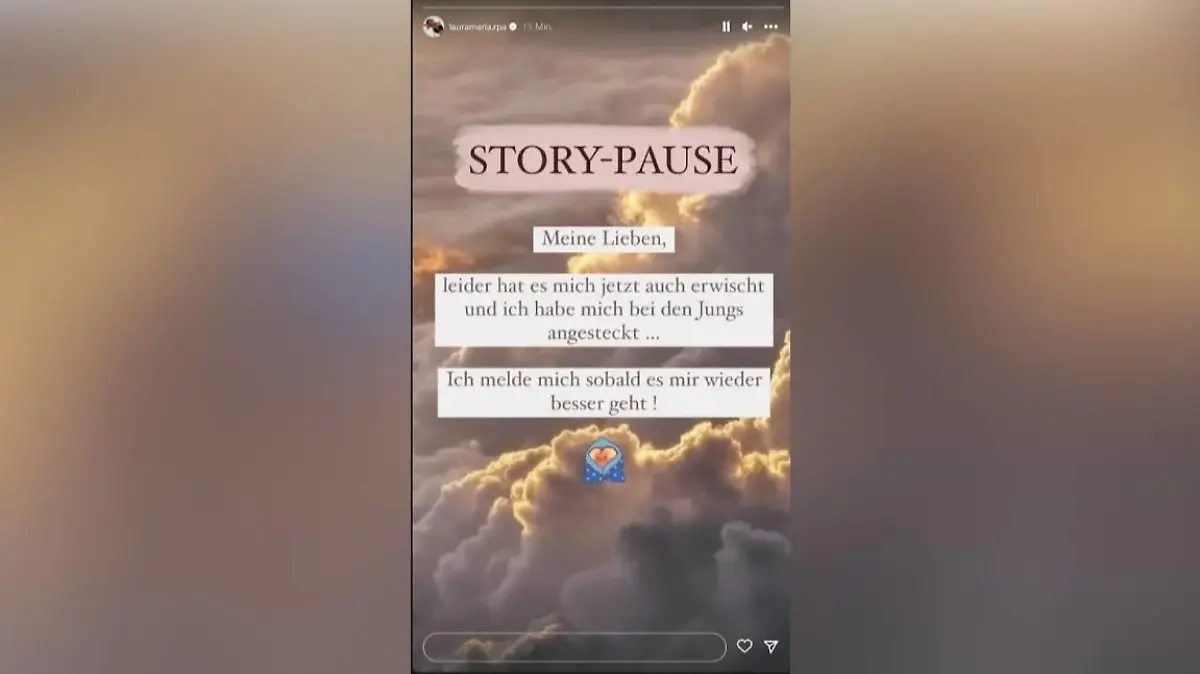 Krank! Laura Maria Rypa kündigt ihren Fans auf Instagram eine kleine Story-Pause an.