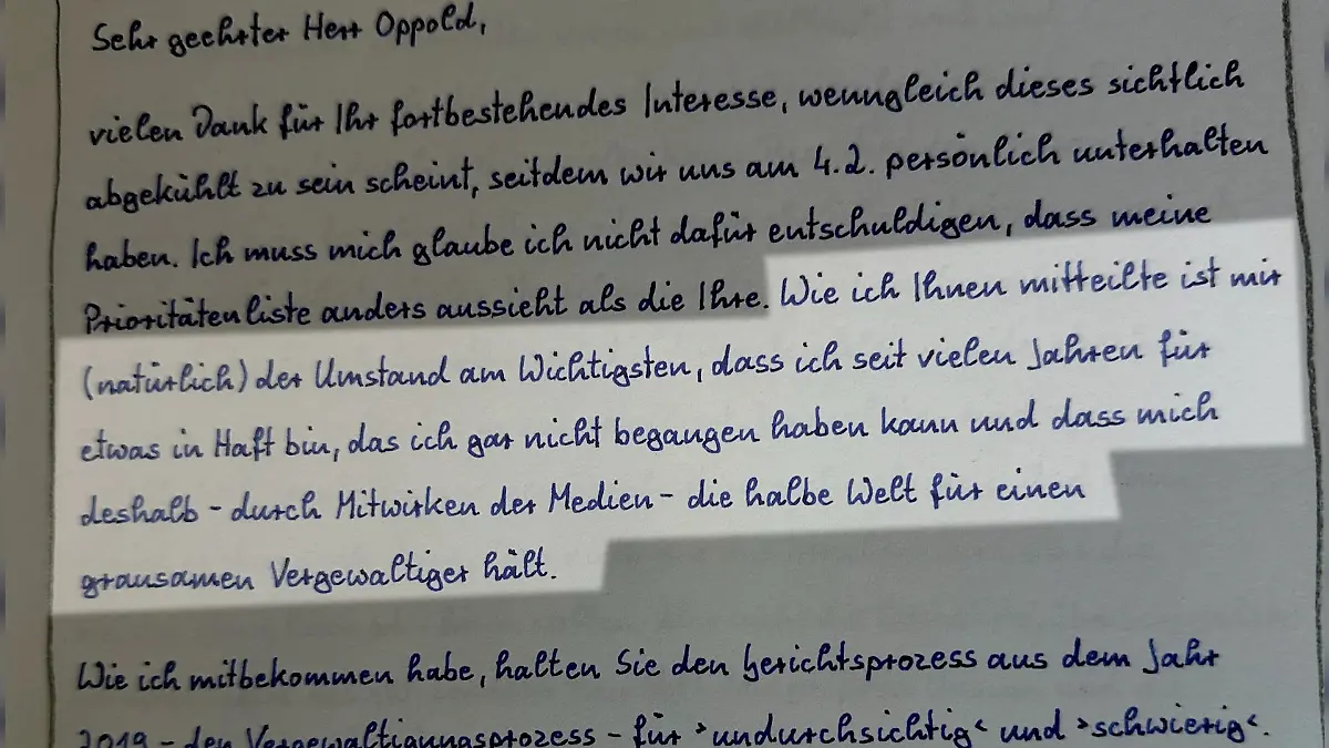In seinen Briefen an RTL-Reporter Ulrich Oppold beteuert der Maddie-Verdächtige seine Unschuld.