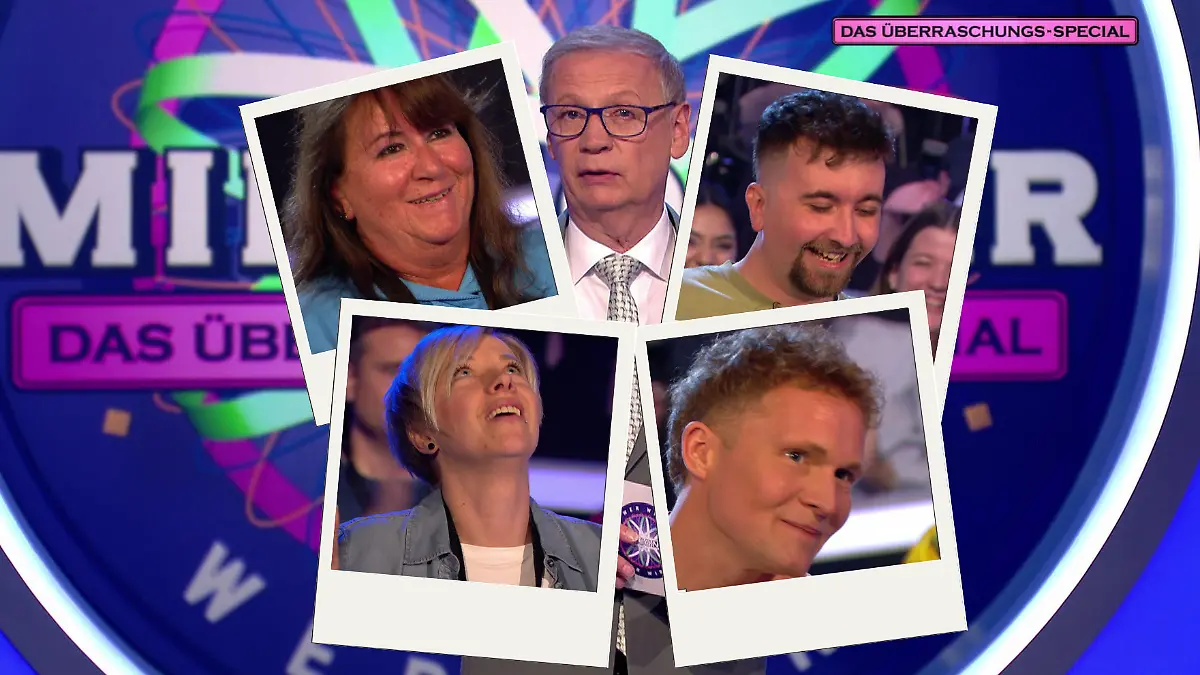 „Wer wird Millionär?”-Moderator Günther Jauch mit seinen Kandidaten vom 9.6.2025