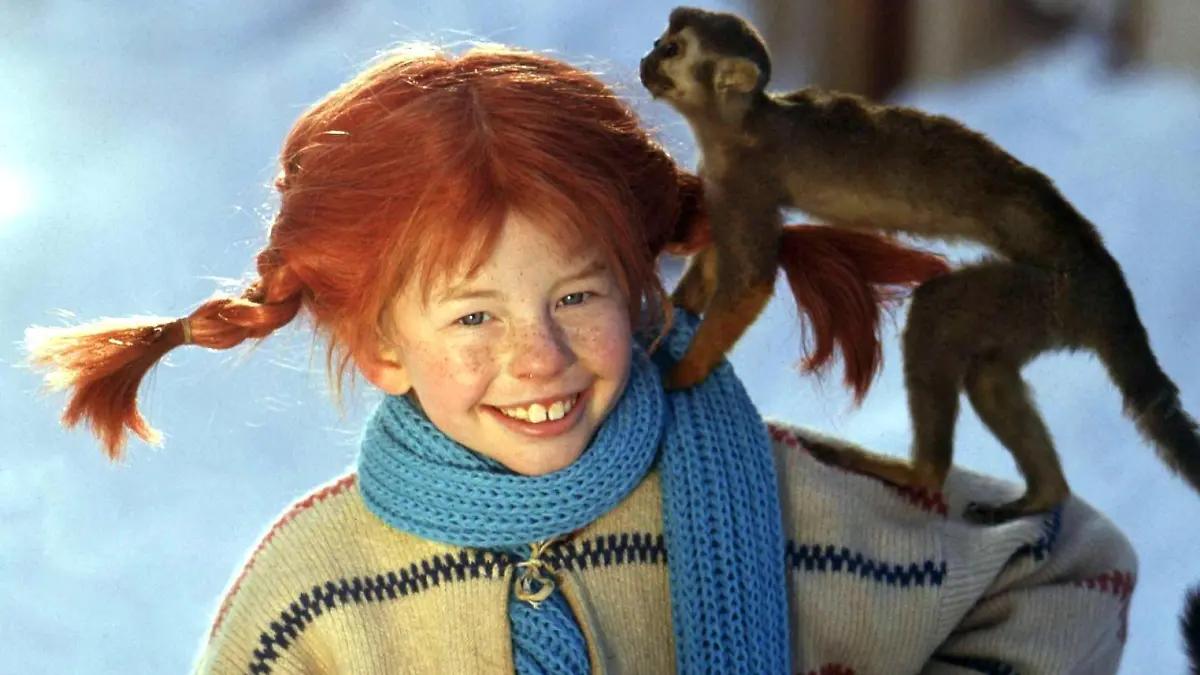 Pippi Langstrumpf mit Affe