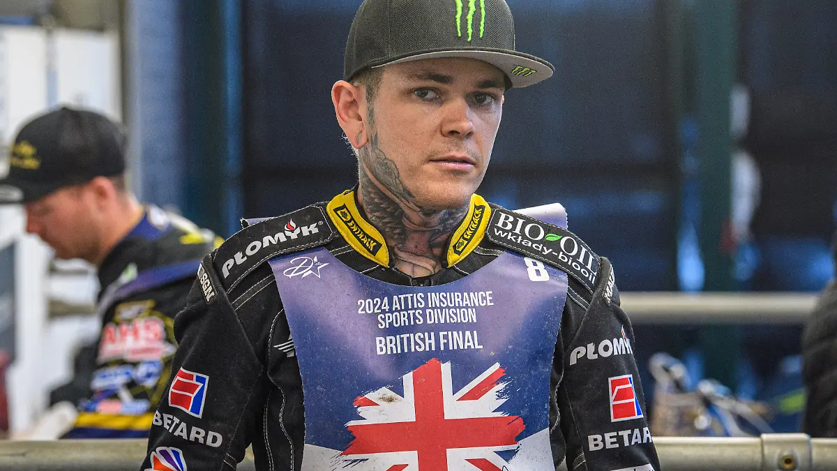 Tai Woffinden beim British Speedway Championship Final im National Speedway Stadium in Manchester, England, am 8. Juni 2024.