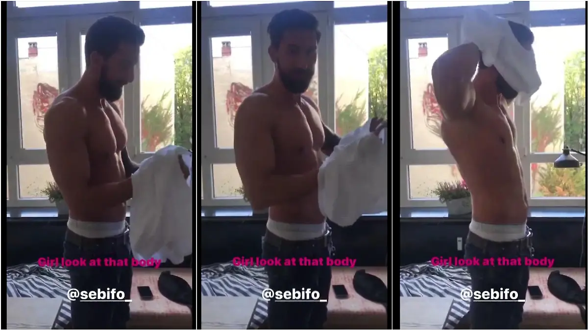 Sebastian Fobe zieht sich gerade an - und Claudia Norberg filmt das Spektakel