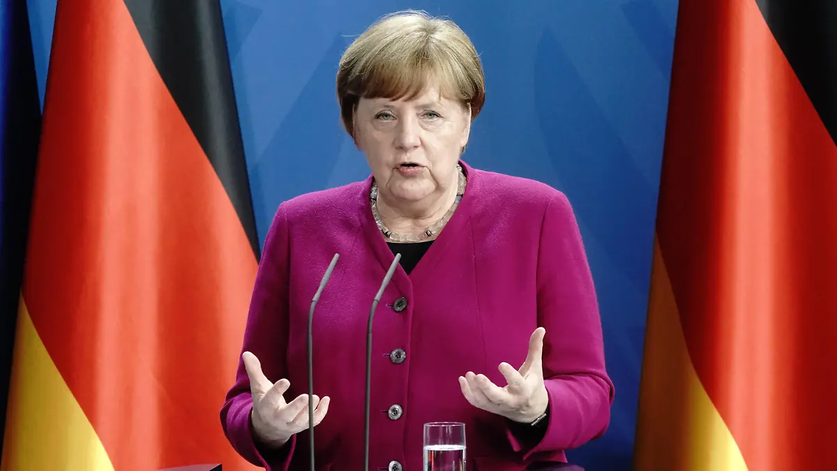 18.05.2020, Berlin: Bundeskanzlerin Angela Merkel (CDU)spricht während einer Pressekonferenz nach einer gemeinsamen Videokonferenz mit Frankreichs Präsident Macron. Ein Thema war die Corona-Pandemie und deren Folgen. Foto: Kay Nietfeld/dpa-Pool/dpa +++ dpa-Bildfunk +++